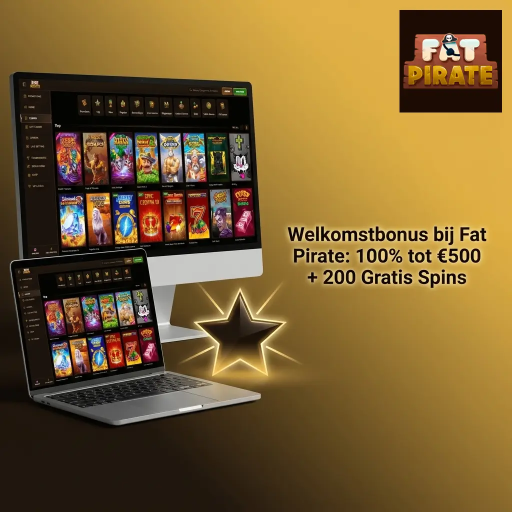 Fat Pirate welkomstbonus: 100% tot €500 plus 200 gratis spins voor nieuwe spelers bij eerste storting